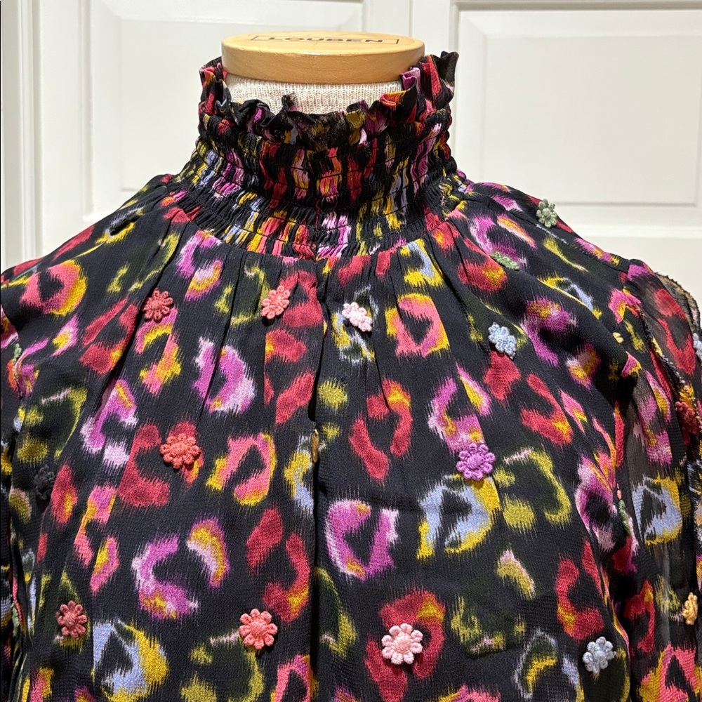Farm Rio sz M long sleeve ruffled floral midi dress - Picture 2 of 13